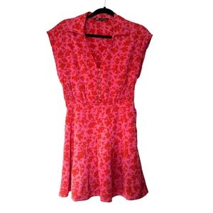 Zara Red and Pink Fit and Flair Dress